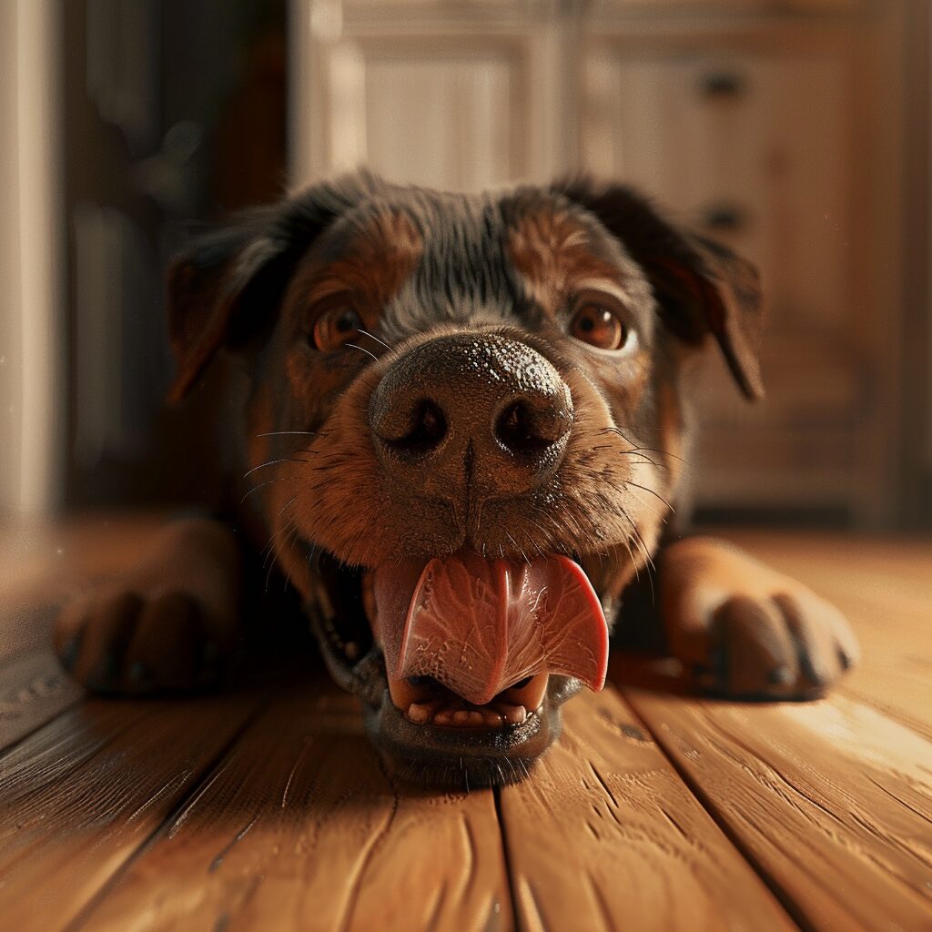 Hund Leckt Wie Verrückt Den Boden Ab