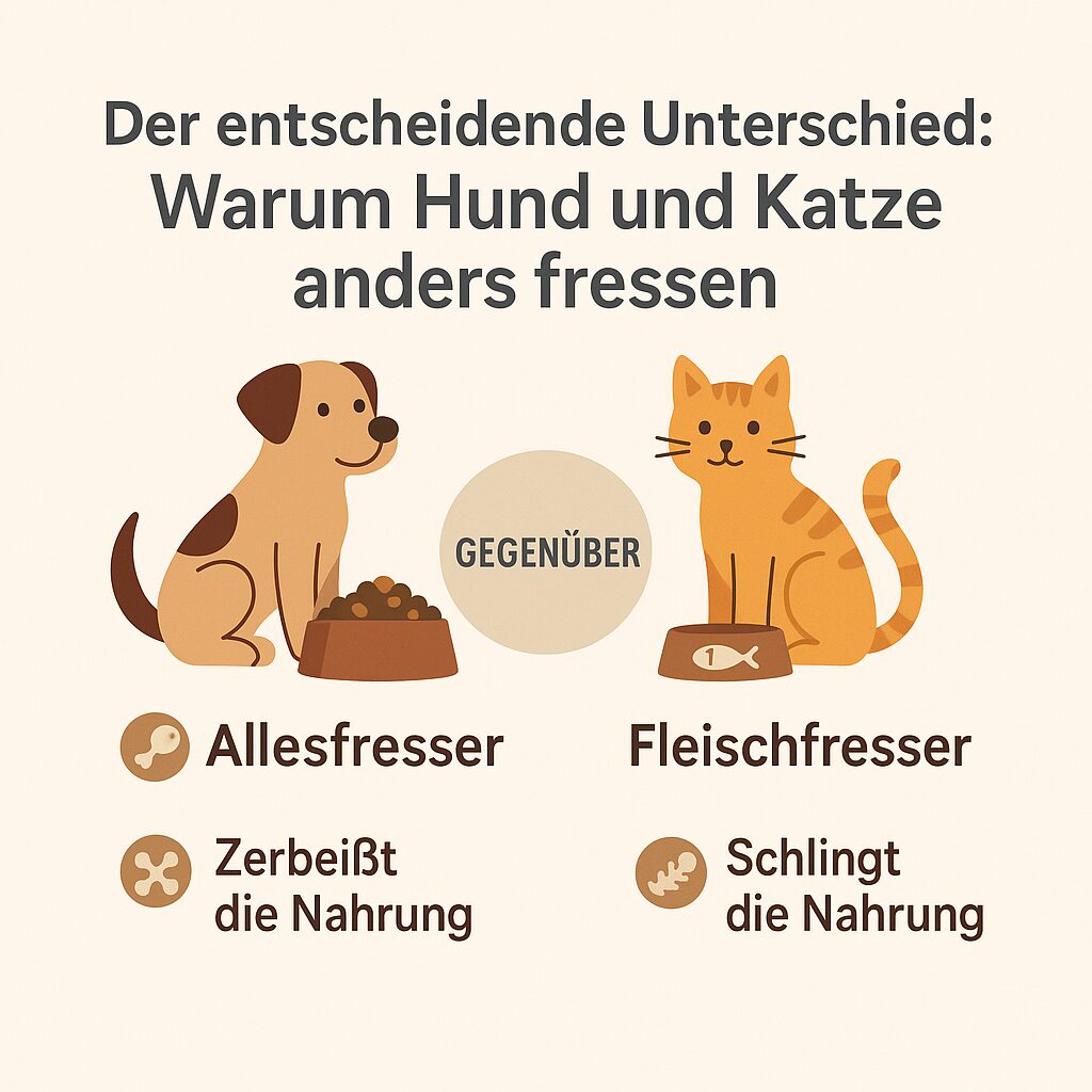 Infografik zu: Der entscheidende Unterschied: Warum Hund und Katze anders fressen