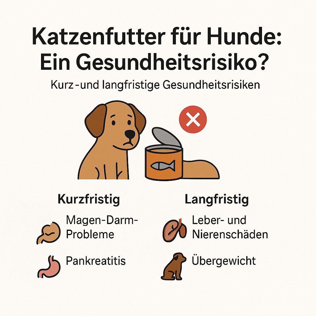 Infografik zu: Ist Katzenfutter für Hunde schädlich? Kurz- und langfristige Gesundheitsrisiken