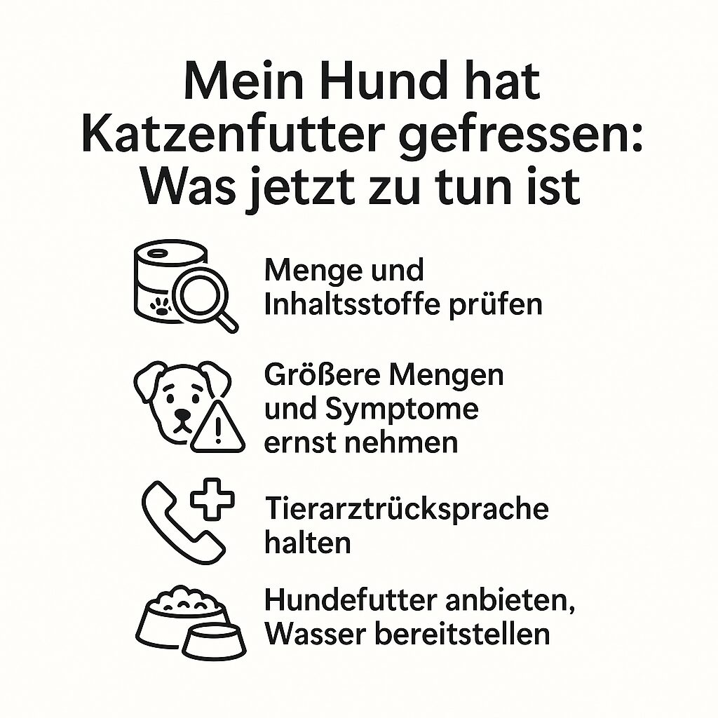 Infografik zu: Mein Hund hat Katzenfutter gefressen: Was jetzt zu tun ist